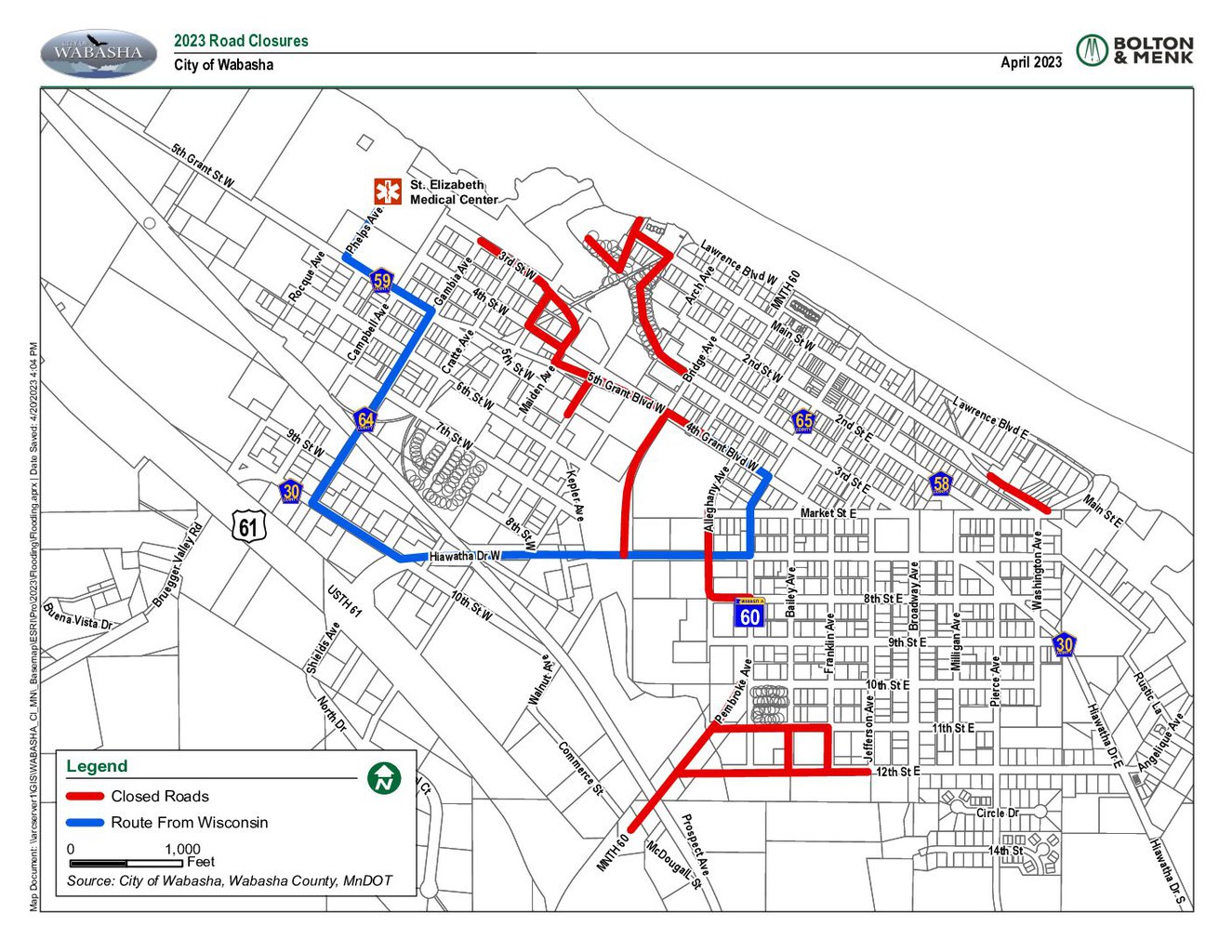 2023 Flood Roadway Closing 4.20.2023 2 Pdf - City Of Wabasha