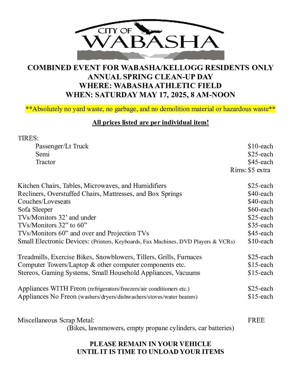 2025 Spring Cleanup Ad 2025 Spring Cleanup Ad Pdf - City Of Wabasha