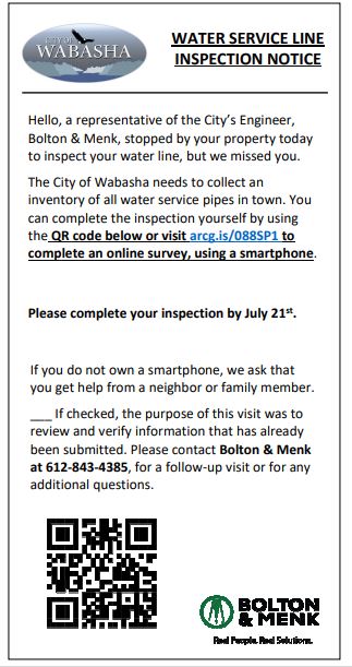 Door Knocker Water Survey - City Of Wabasha