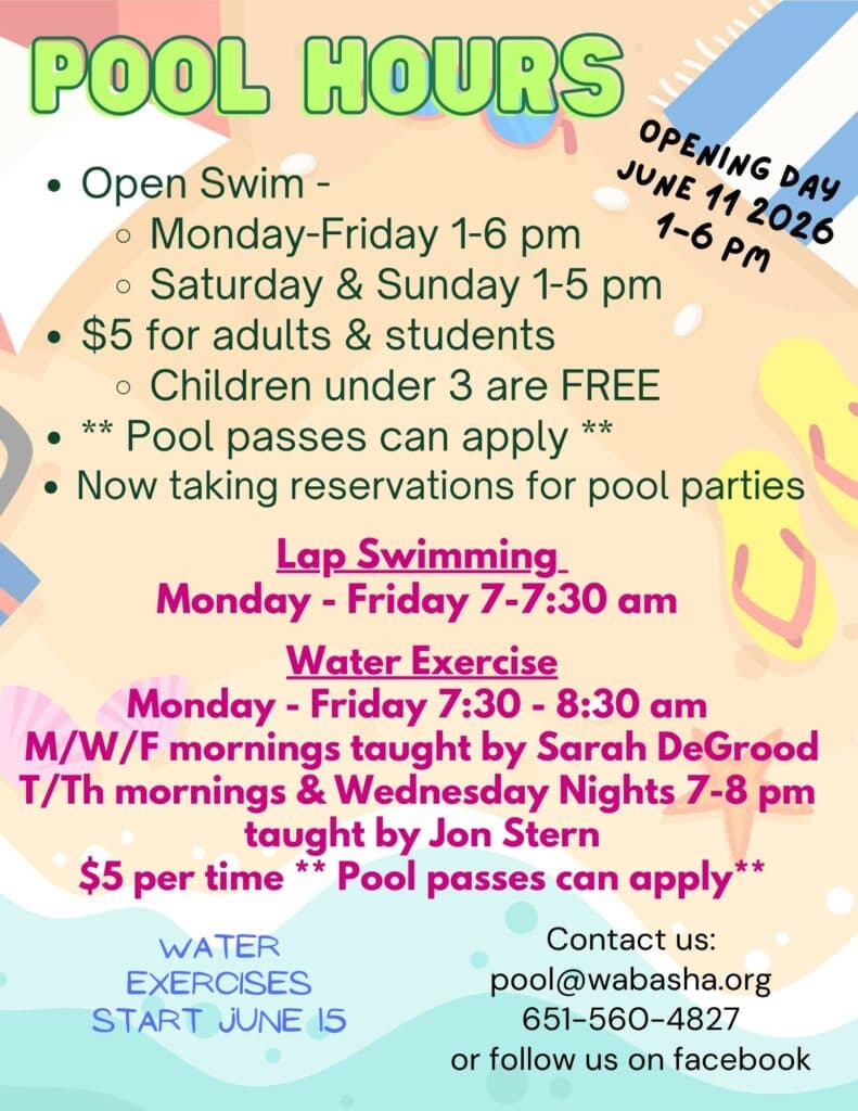 Pool Hours Post Pool Hours Post - City Of Wabasha